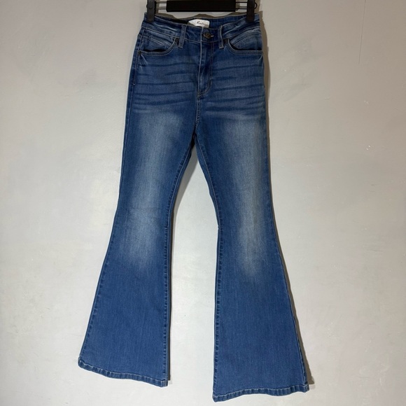 Kan Can Blue Denim High Rise Flare Jeans - Picture 2 of 7